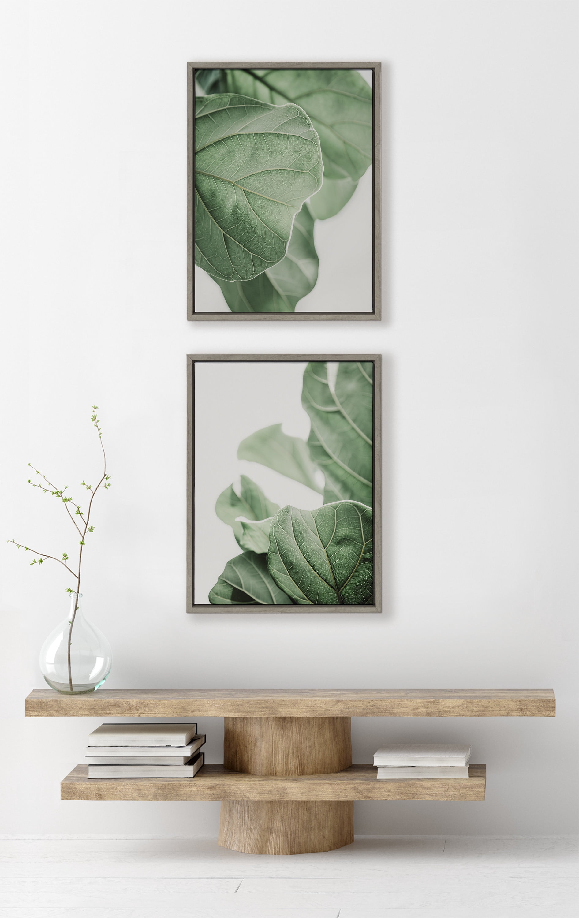 Sylvie Plant Study 18 in x 24 in Framed Painting Canvas Art Prints, by Kate and Laurel Set of 2