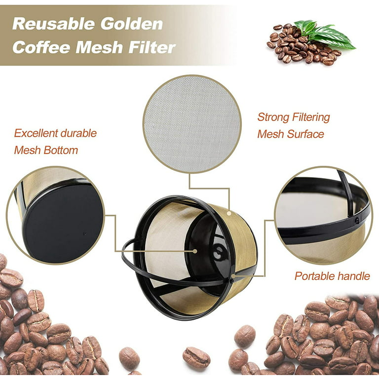Reusable Coffee Filters 4 Packs - 8-12 Cup Mr Coffee Filters Permanent Basket Coffee Filter Reusable for Mr. Coffee, Black & Decker Coffee
