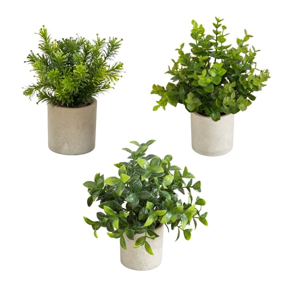 8in. Artificial Mini Greenery Potted Plant - Set of 3