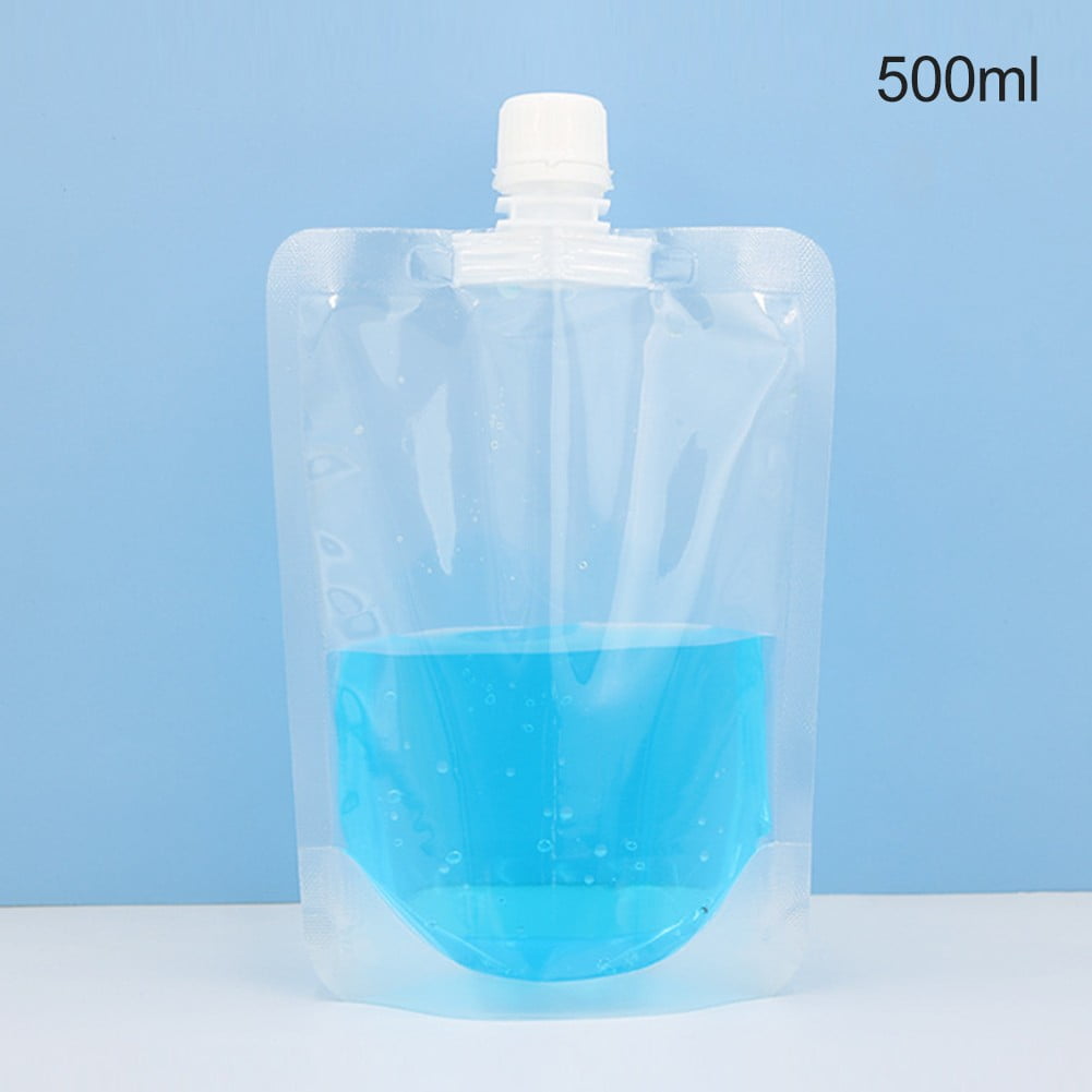 Transparent Beverage Flasks Standing Liquor Pouch Portable Plastic