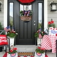 thumbnail image 5 of 4th of July Welcome Sign for Front Door Decoration,11.8 Inches Round Wood Wreaths Hanging Welcome Sign for Independence Day,Patriotic Wreath Hangers with Green Plants and Bow for Memorial Day, 5 of 6