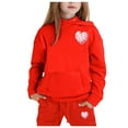 thumbnail image 2 of LUOGENLI Outfits Girls Rompers Size 8 Reindeer Girls' Hoodie Set Children's Two Piece Set Medium and Small Children's Solid Color Long Sleeved Hoodie and Sweatpants Red 3-4 Years, 2 of 5