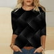 thumbnail image 1 of ICHUANYI Clearance Women's Fashion Printed Loose T-shirt 3/4 Sleeves Blouse Round Neck Casual Tops(Black, L) ICHUANYI WER2023080814527, 1 of 5