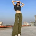 thumbnail image 4 of XFLWAM Button Fly Boyfriend Jeans for Women Baggy Straight Leg Low Rise Cargo Vintage Long Denim Pants Army Green 5XL, 4 of 8