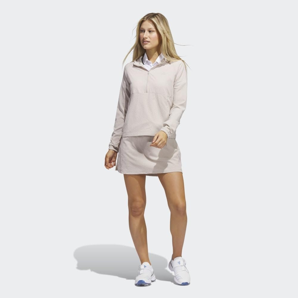 adidas Women's Standard Searsucker Quarter Zip Hoodie, Wonder Taupe, X-Small