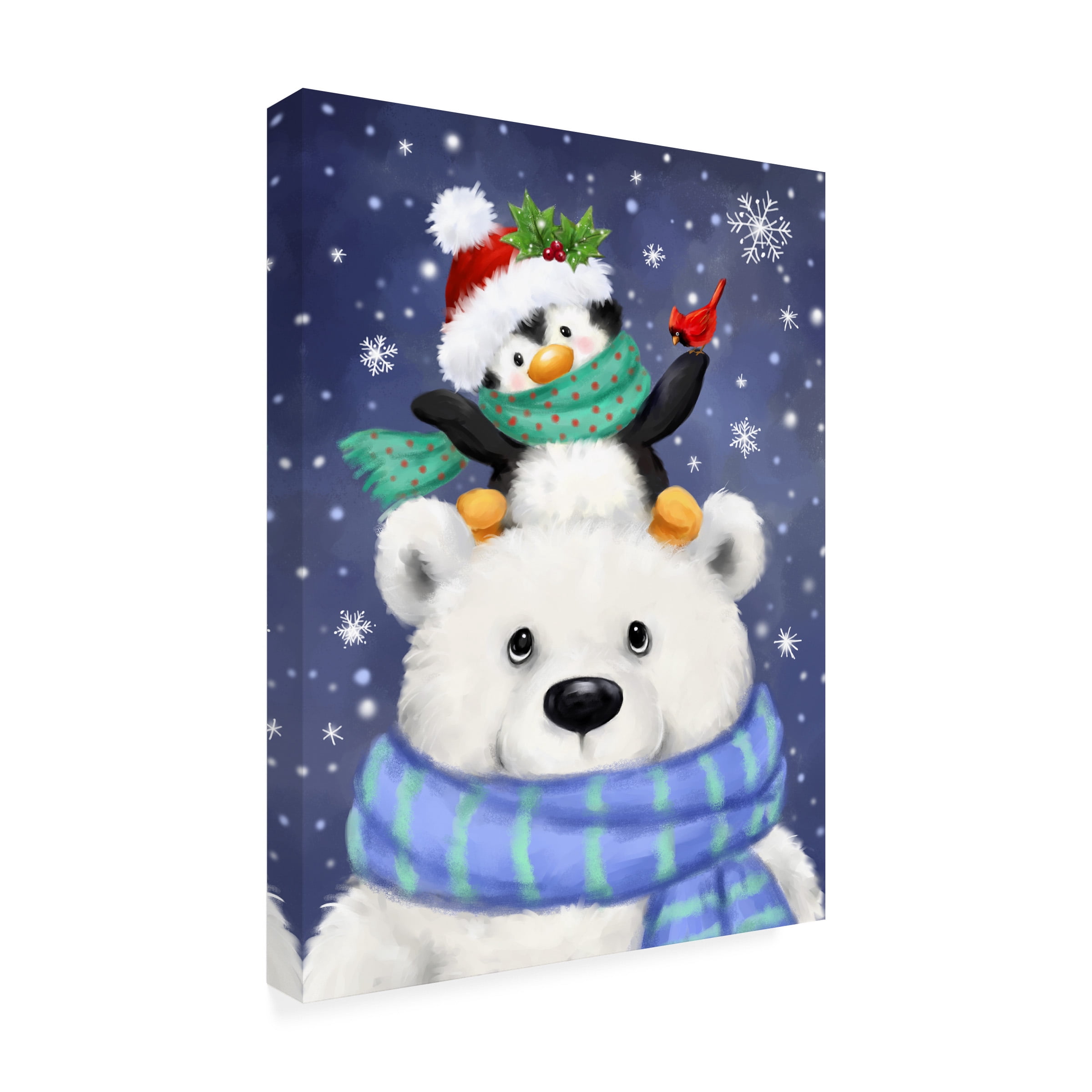 Canvas Wall Art - MAKIKO 'Polar Bear and Penguin' Wall Art for Living Room, Bedroom, or Office DÃ©cor by Trademark Fine Art - 14 x 19 Inches