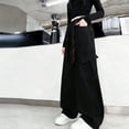 thumbnail image 4 of Casual Pants Teen Girl Lightweight Solid Color Button Loose Wide Leg Pants with Pockets Summer Clothes, 4 of 8