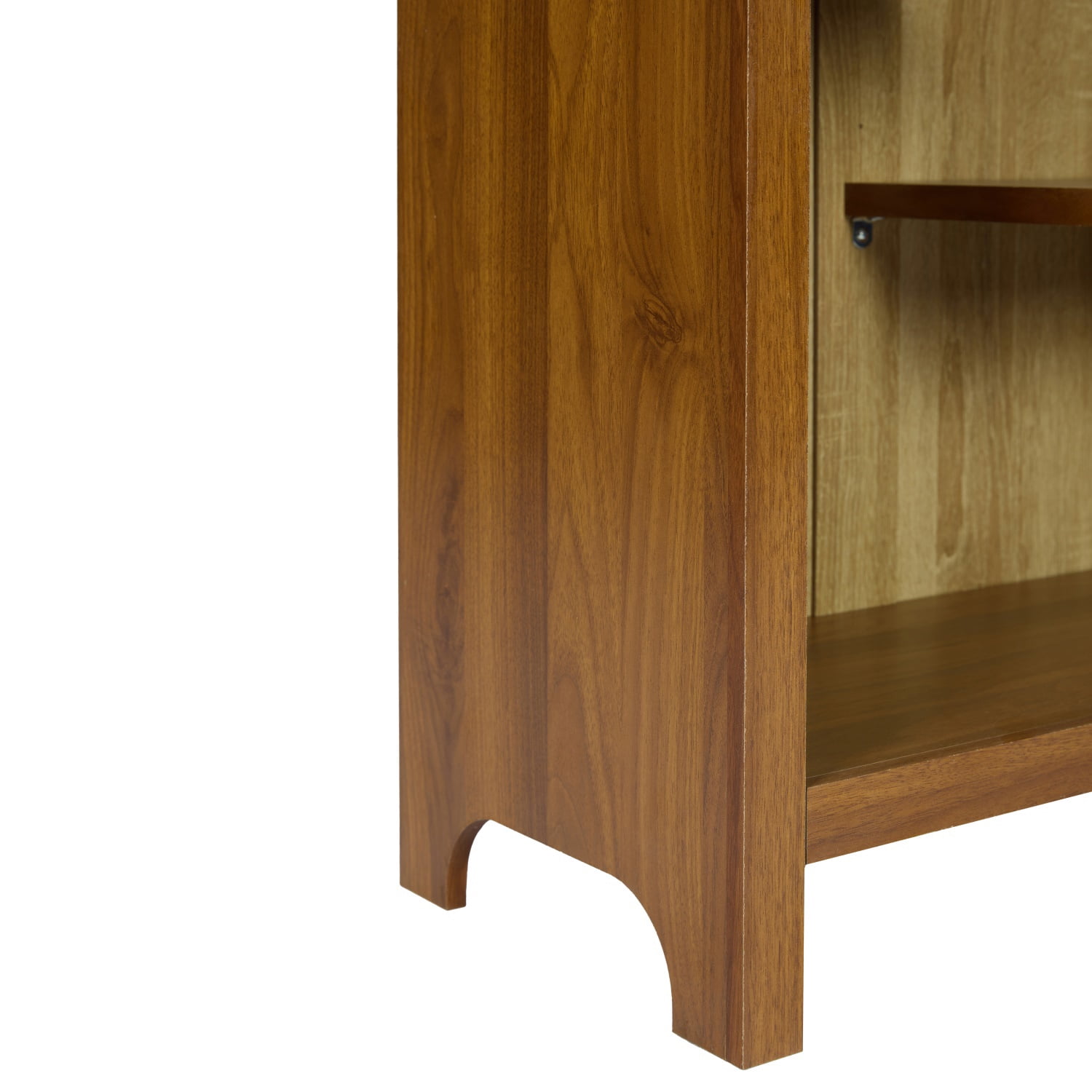 Hommoo 4-Tier Arched Bookshelf, Asymmetrical Open Storage Shelf, Wooden Freestanding Display Shelf for Entryway, Living Room, Bedroom, Hallway, Walnut