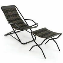 Demifill Patio PE Wicker Rocking Chair with Armrests and Metal Frame, Patio Chair for Outdoor, Gray