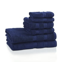 Quick Dry Zero Twist Cotton 6-Piece Towel Set, Navy Blue by BNM