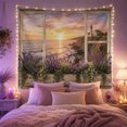 thumbnail image 2 of Lighthouse above Sunset Waters with Lavender Window Box, Tranquil Coastal for Ocean Lovers, Nature Inspired Decor, Housewarming Gift, Tapestry Wall Hanging for Bedroom and Den, 2 of 7