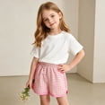 thumbnail image 3 of Diufon Kids Shorts Boys Girls Elastic High Waist Sport Running Gingham Shorts Summer Fashion Plaid Short Pants, 3 of 9