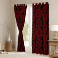 thumbnail image 3 of jejeloiu Ancient Damask Jacquard Black Out Curtains,Red Black Curtains Pack of 2 (42x63 Each) For Girls Kids, 3 of 6