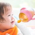 thumbnail image 3 of Botella de silicona para cereales y arroz para bebés, de 150 ml/5 oz, con cuchara dosificadora, a prueba de fugas, no tóxica, portátil, para entrenamiento, con cuchara para bebés, niños pequeños, 3 of 9