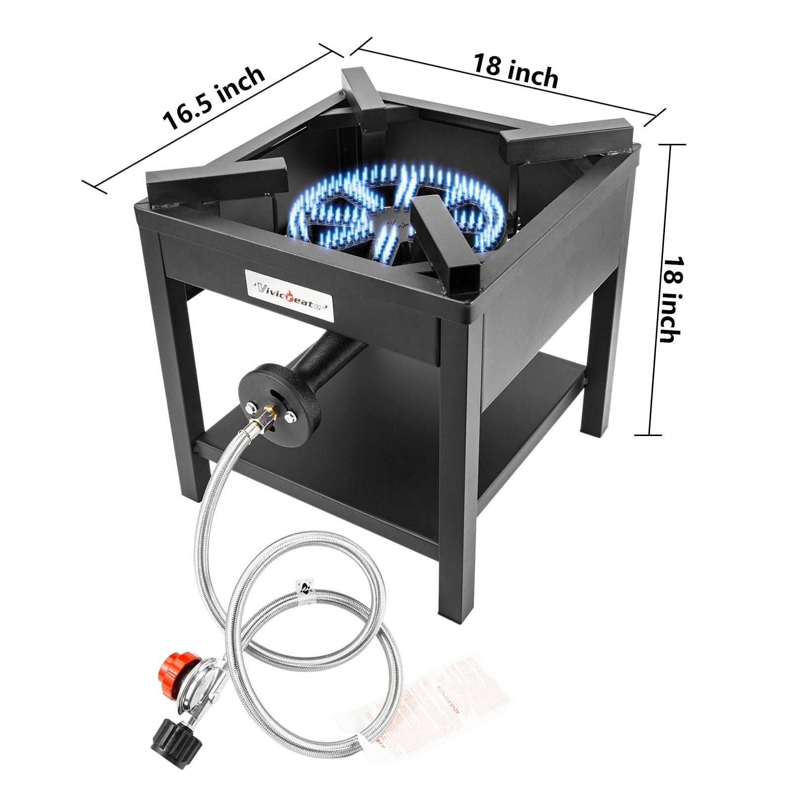 GOLDDOMUS Square Heavy Duty Outdoor Stove Propane Gas Cooker with 20PSIG Regulator & Steel Braided Hose for Home Outdoor Camping