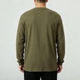 thumbnail image 6 of UVEASISHA Men's Solid Color Long Sleeve T-Shirts Business Casual Regular Fit Tees Fall Lightweight Stretchy Undershirts Soft Comfy Pajama Tops Army Green 4XL, 6 of 9