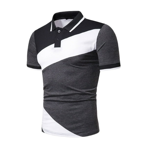 EGNMCR Short Sleeve Shirts for Men Summer Casual T-shirt, Men's Fashion Casual Lapel Pullover Business Short Sleeve T-Shirt Top,