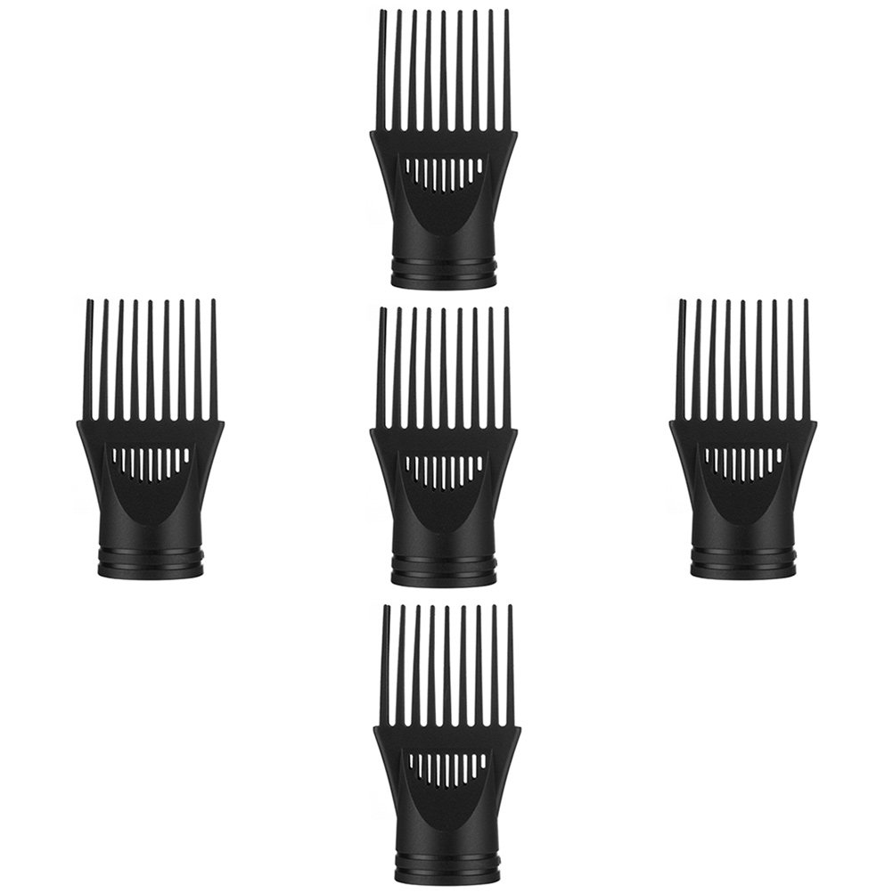 Phenofice 5Pcs Hair Dryer Comb Attachment Black Plastic Durable Nozzle for Daily Hair Styling Use