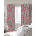 thumbnail image 3 of Red Floral Blackout Curtains, Light Blocking Print Window Curtains, Farmhouse Garden Flowers Botanical Thermal Insulated Window Drapes for Living Room Kitchen Cafe 2 Panels, 84"W x 63"L, 3 of 9