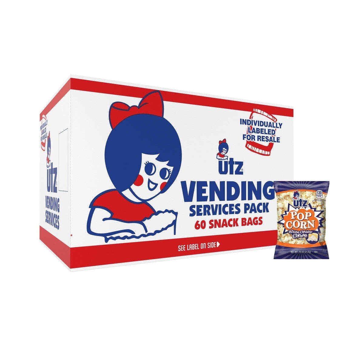 Utz White Cheddar Cheese Popcorn, 0.75 oz - Pack of 60