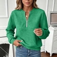 thumbnail image 5 of IUYRTFE Women's Quarter Zip Pullover Sweatshirt with Textured Fabric and Ribbed Trim Long Sleeve Casual Sporty Top, 5 of 8