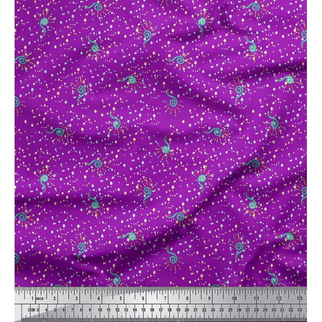 Soimoi Toile de Satin Modal Violet Spirale & Points Tissu Imprime par Yard 42 Pouces de Large