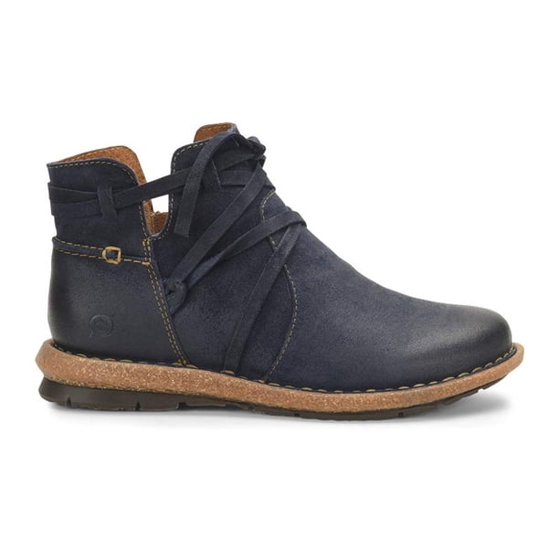 Bota Tarkiln de Cuero Azul Marino para Mujer BORN, Entresuela de Corcho
