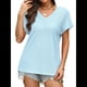 thumbnail image 2 of Camisetas Básicas de Verano de Corta con Cuello en V para Mujer, Elegantes, Informales, Holgadas, con Ojales, Conjuntos Bonitos y Fluidos Azul L, 2 of 6
