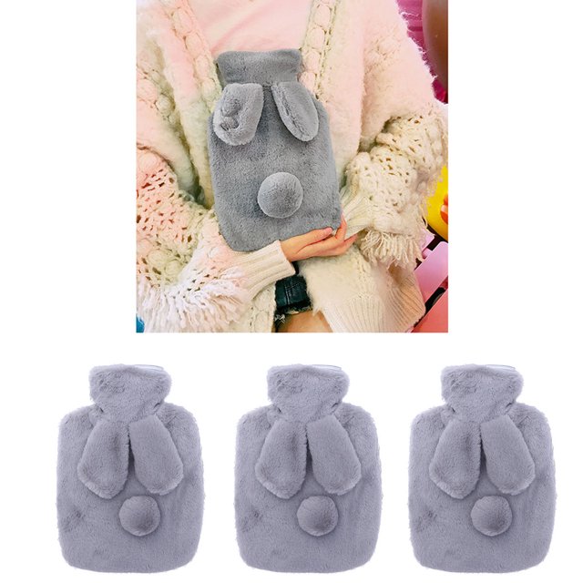 SEWACC 1Pc Water Heating Bag Hot Water Bottle Cute Light Grey