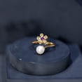 thumbnail image 6 of Freshwater Pearl Floral Ring for Women with Amethyst, Cocktail Ring, 14K Yellow Gold, US 6.00, 6 of 8
