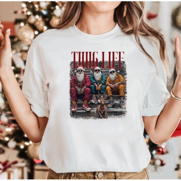 THUG LIFE Christmas Unisex T-shirt, Sizes S-5XL - Gategoo