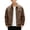 Brown, variant on Turn Down Collar Zip Up Faux Leather Jacket Men Turn Down Collar Vintage Casual Party Wear Jacket Brown M