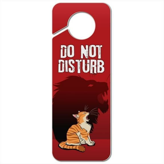 Little Kitten Lion Roar Plastic Door Knob Hanger Sign