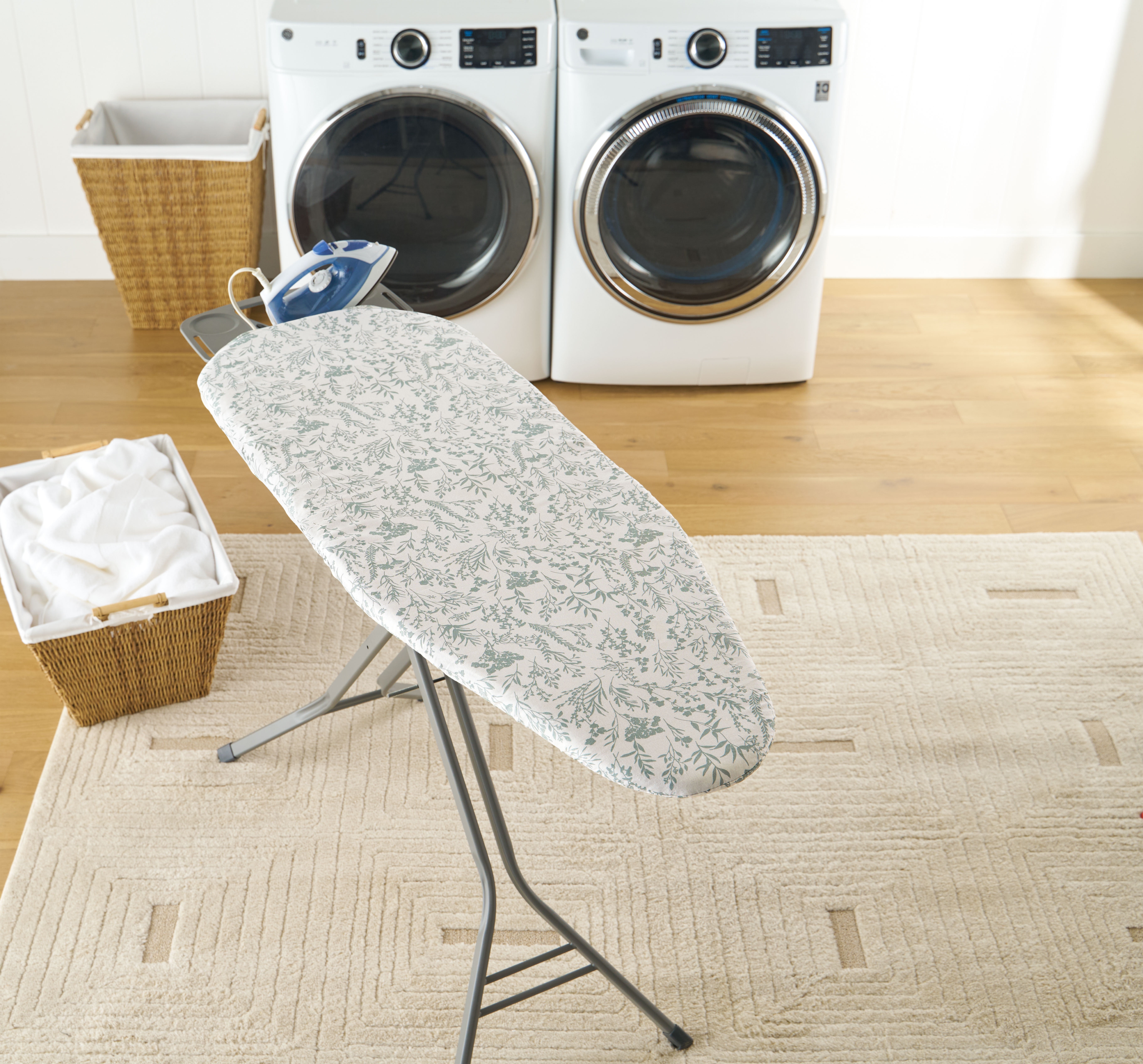(4 pack) Better Homes & Gardens Ironing Board Cover-18x54,Cotton,Recycled Polyester,Felt Padded, Reversible, corch Resistant,Multicolor Forest Leaves Pattern to Solid Green,Cover Only - Boards Sold Separately