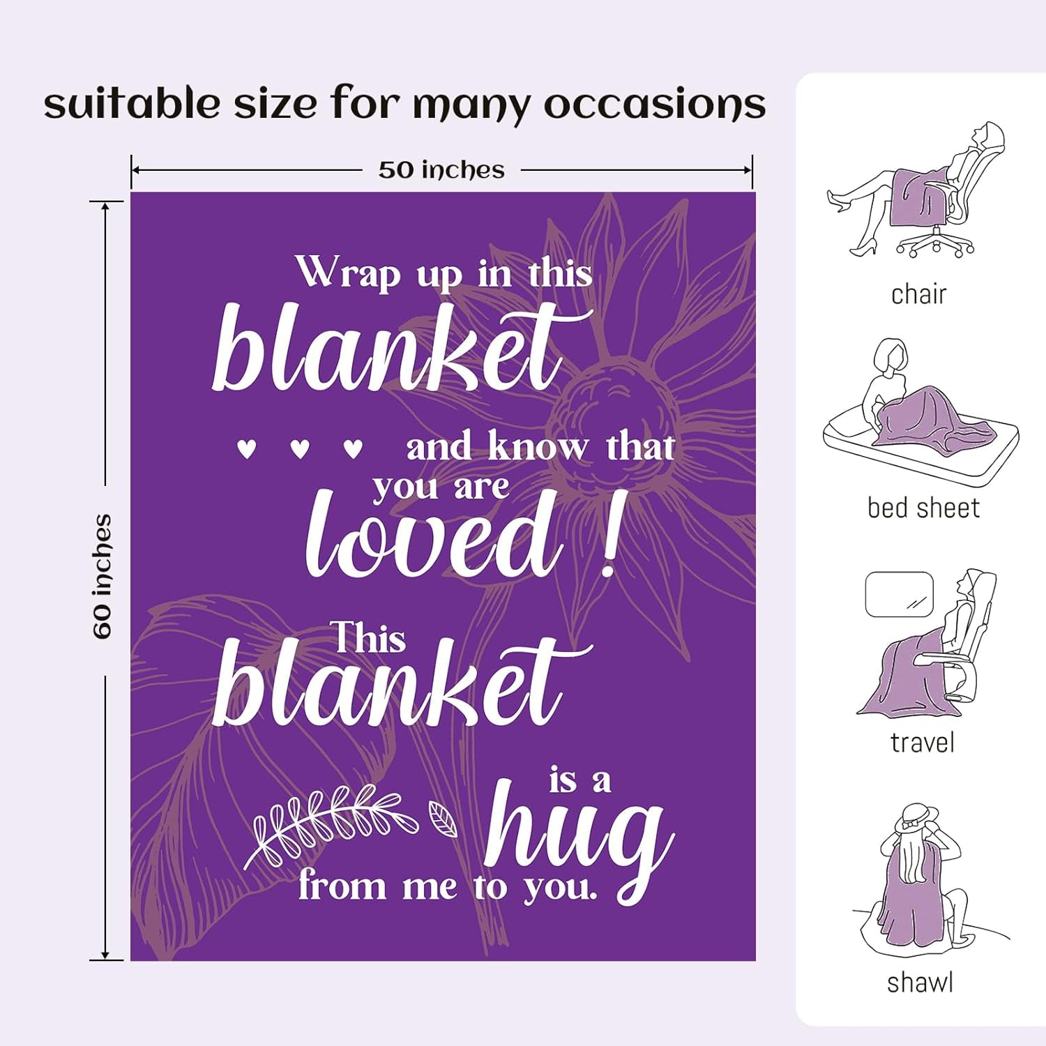 Get Well Soon Gifts, Hug Blanket, Inspirational Gifts for Her Him, Cancer Care Gifts for Women or Men, Encouragement Healing/After Surgery/Thinking of You Gifts