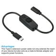 thumbnail image 4 of Uxcell Type C Extension Cable with ON/Off Switch Female to Male Extension Power Cords Adapter with LED Black 2 Pack, 4 of 5