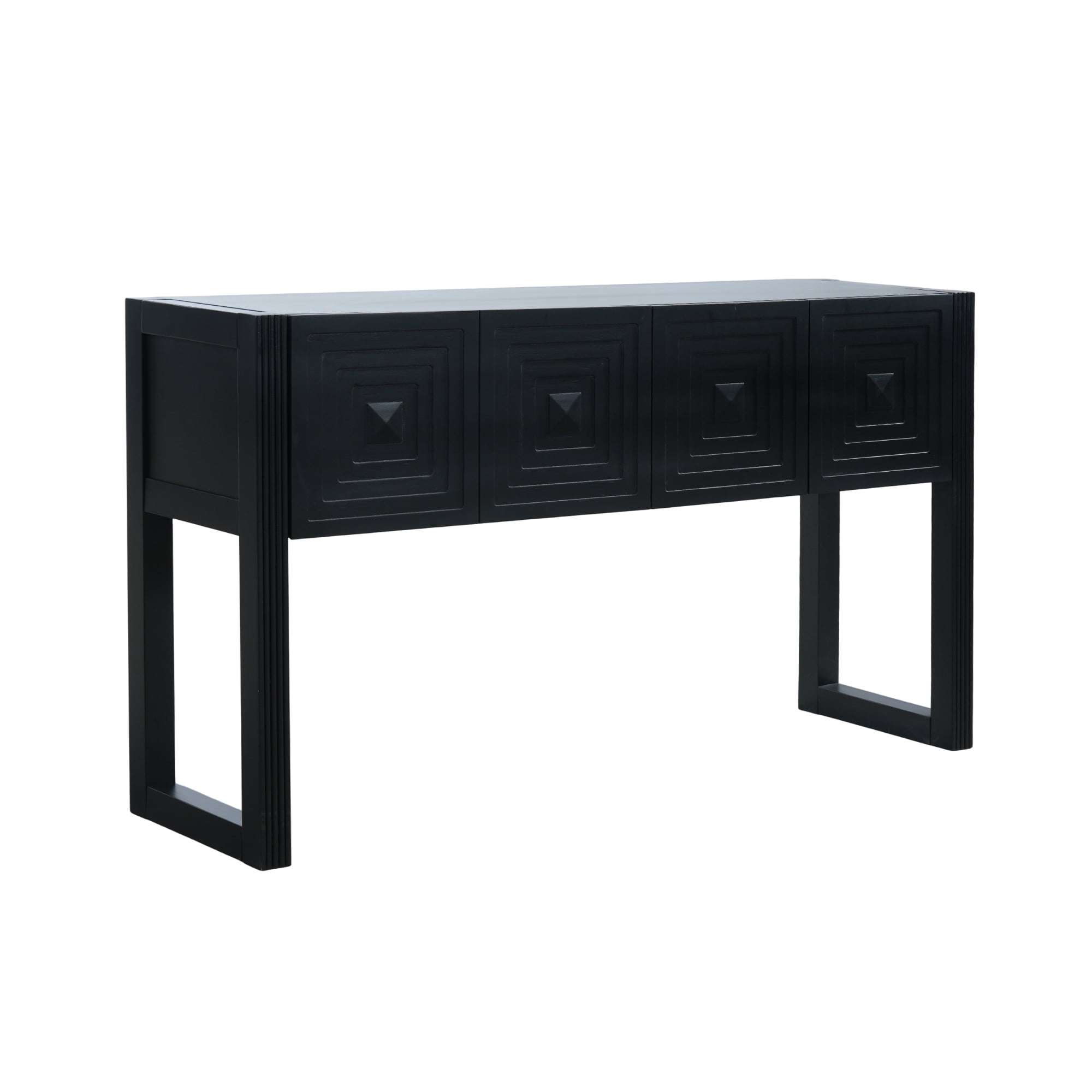 Mintazer Geometric Carved Console Table with 3 Soft-Close Drawers, Entryway Sofa Table for Living Room,Hallway, 54.9 x 14.7 x 31 inches, Black