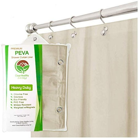 curtain shower liner suction cups magnets duty heavy peva tan clean healthy living