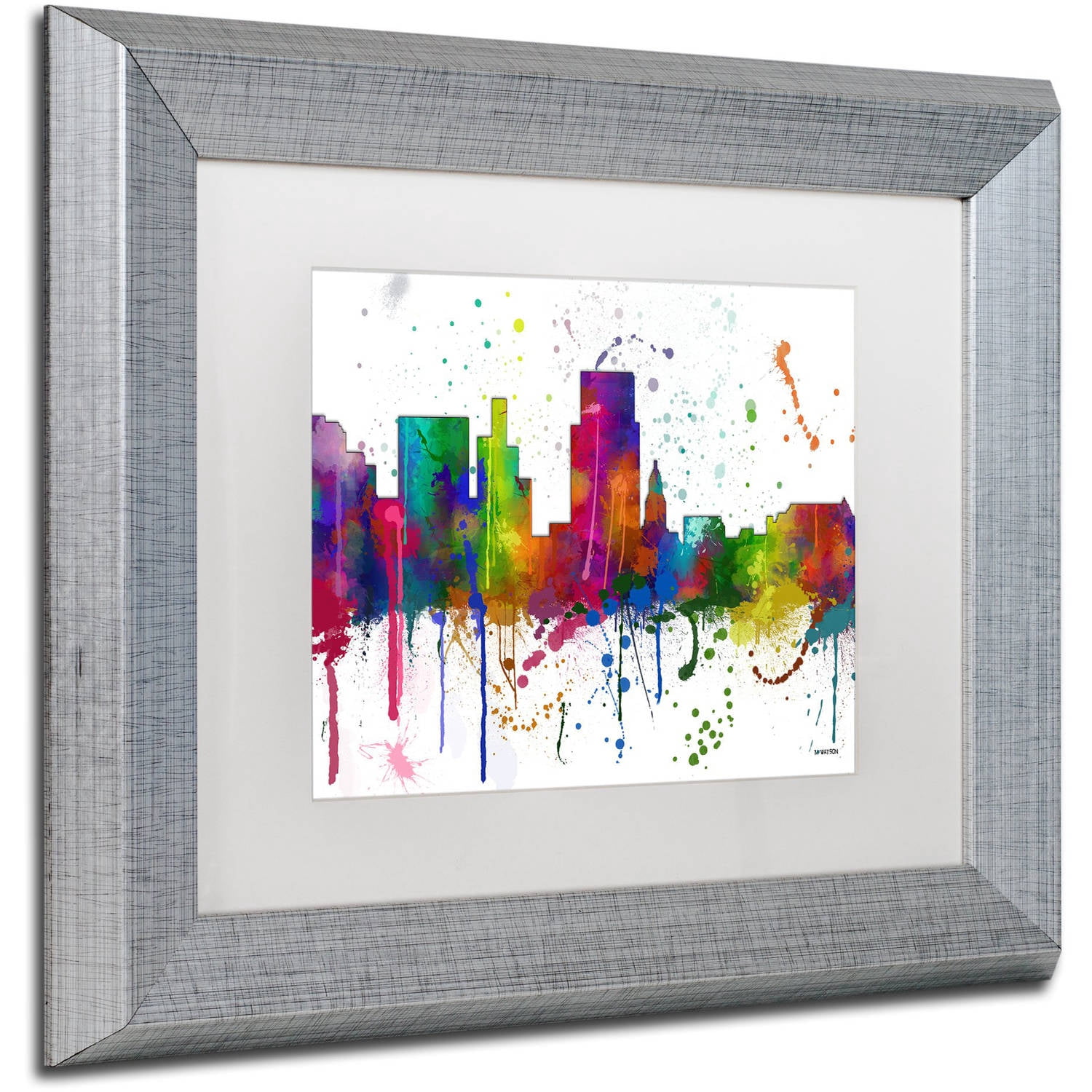 Trademark Fine Art "Boise Idaho Skyline Mclr-1" Canvas Art by Marlene Watson, White Matte, Silver Frame