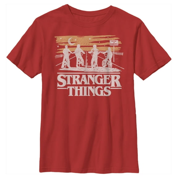 Netflix Boys' Stranger Things Moonlight Bike Ride Silhouettes Graphic T-Shirt