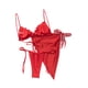thumbnail image 5 of Txlixc Conjunto de traje de baño dividido para mujer, bikini con volantes+bragas con cordones+cobertores de malla Txlixc Moda, 5 of 8