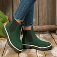 thumbnail image 4 of Rokment Womens Platform Chunky Chelsea Boots Fall Winter Fashion Suede Round Toe Non Slip Slip-On Short Ankle Booties Green Size 9, 4 of 6