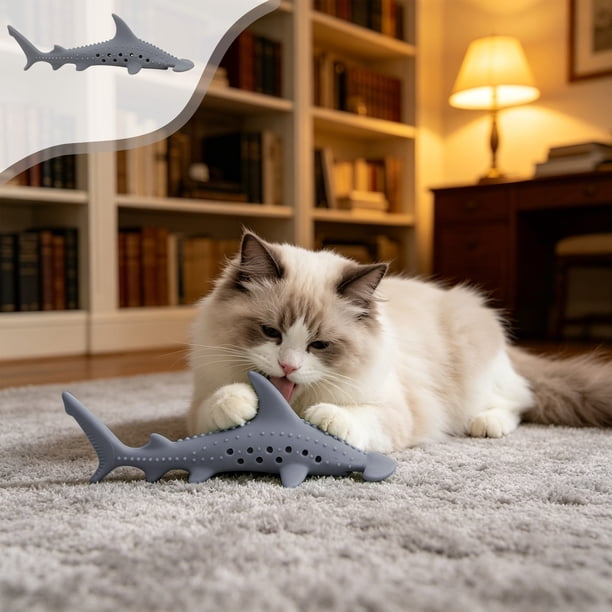 Juguete Masticable de Silicona para Gatos con Forma de Pez, Compartimento para Hierba Gatera y Orificios de Ventilación: Suave, Duradero E Interactivo para Gatos de Interior.