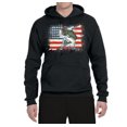 thumbnail image 2 of Wild Bobby, American Flag Jumping Largemouth Bass Fish, Fishing, Unisex Graphic Hoodie Sweatshirt, Black, Small, 2 of 3