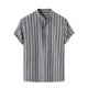 thumbnail image 1 of Eres Más Que una Camisa de Puntuación de Prueba, Impresión de Rayas de Botón Casual de los Hombres, Camisa de Blusa de Manga Corta, 1 of 6