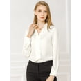thumbnail image 3 of Camisa de Trabajo Unique Bargains Manga Larga Blusa Elegante Cuello V Mujer Blanco M, 3 of 6
