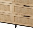 thumbnail image 4 of Storage Cabinet with Drawers, Black Rattan-Style MDF Cabinet for Living Room Bedroom Entryway, 4 of 8