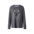 thumbnail image 5 of Gureui Women Fairy Grunge Graphic Long Sleeve Tops Casual Vintage Gothic Print Round Neck Aesthetic Pullover Shirt Blouse 90s Streetwear, 5 of 8