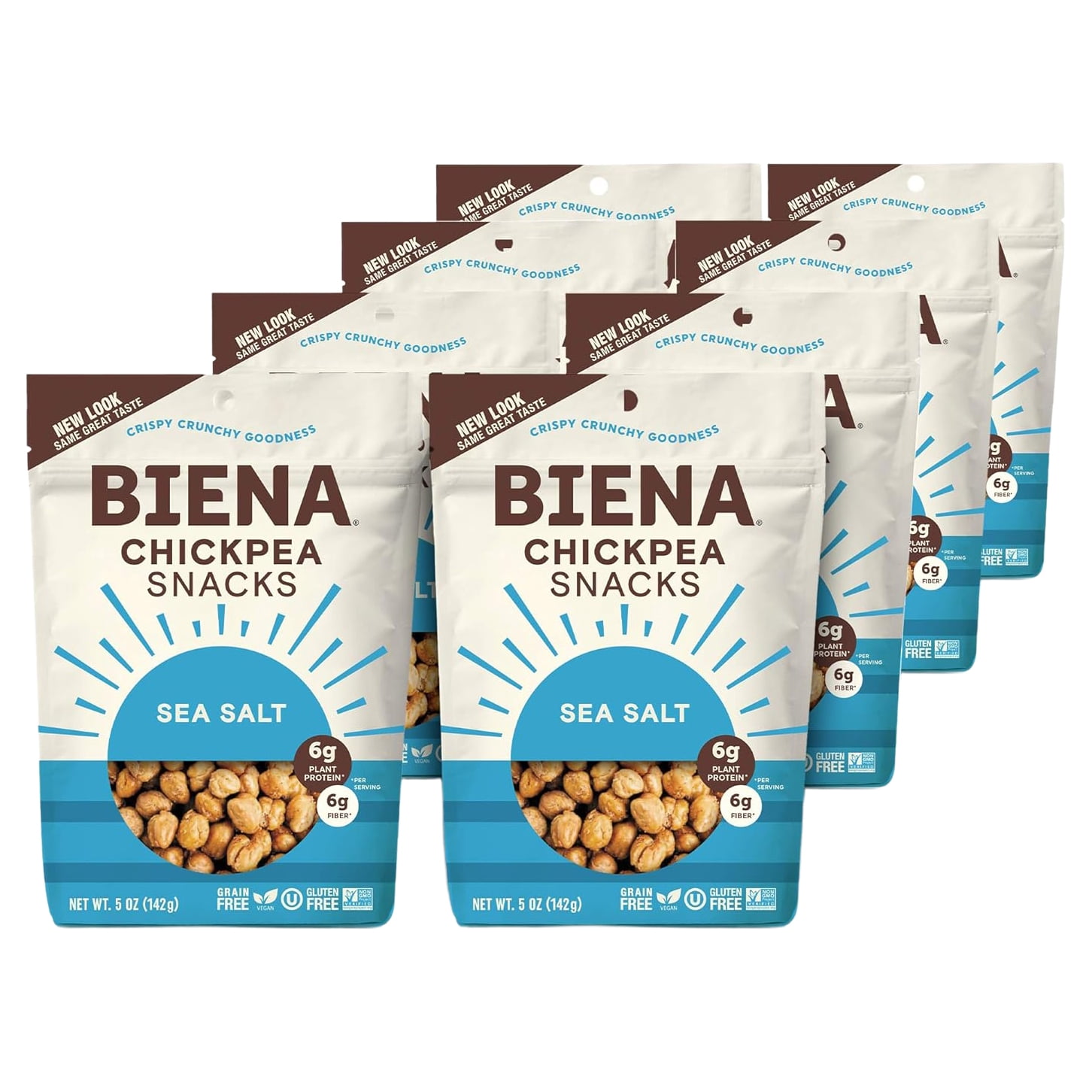 Biena - Chickpea Snacks - Sea Salt - Case of 8 - 5 oz.