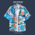 thumbnail image 4 of Moxiu Men's Hawaiian Button-Up Cruise Shirts Short Sleeve Floral Tropical Summer Beach Vacation Shirt for Resort Cruise, 4 of 6